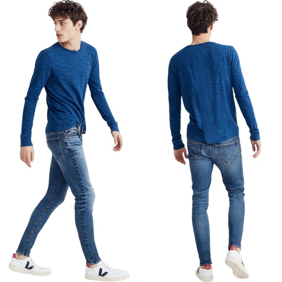 Madewell Men’s Skinny Authentic Flex Jeans in Myrtle Wash Kaihara Mill - Picture 2 of 12